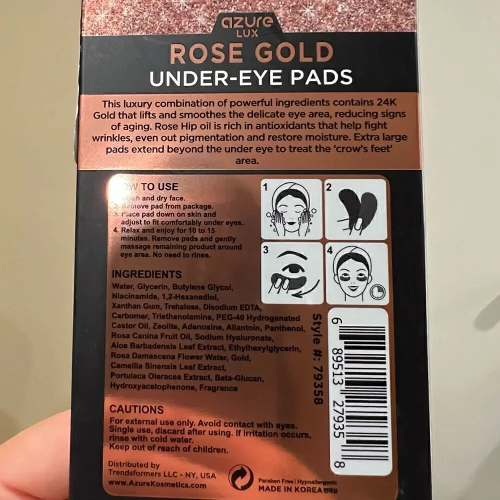 24K Rose Gold Under eye Patches 5 pairs XL Gold